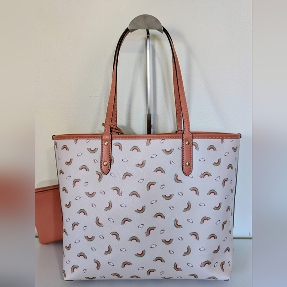 Coach Rainbow Reversible City Tote Bag With Matching Detachable Wristlet - Picture 3 of 15